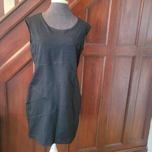 Cynthia Rowley Black Sleeveless Sheath Dress Size L With Textured Panel Design